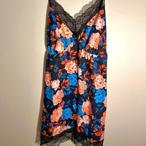 Floral Print Lace Trim Nightdress